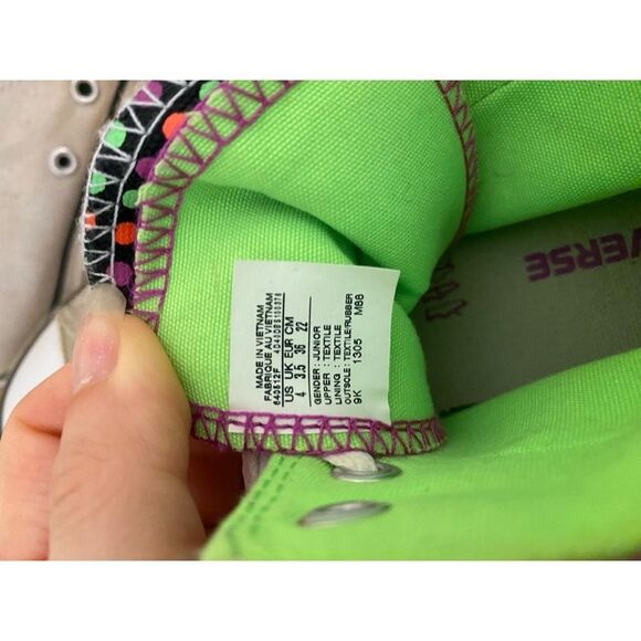 Converse youth 4 High Top Fold down double tongue Dot Sneakers green purple - Picture 6 of 9